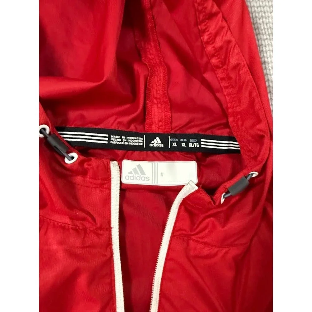 Florida Atlantic Adidas Mens XL Windbreaker Jacket Red 1/2 Zip‎ Pullover Hooded.